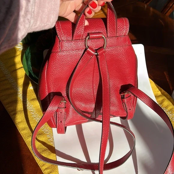 Coach Women's Pennie Pebble Leather Red Backpack 22